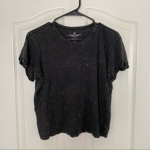 Black distressed crop tee American Eagle
